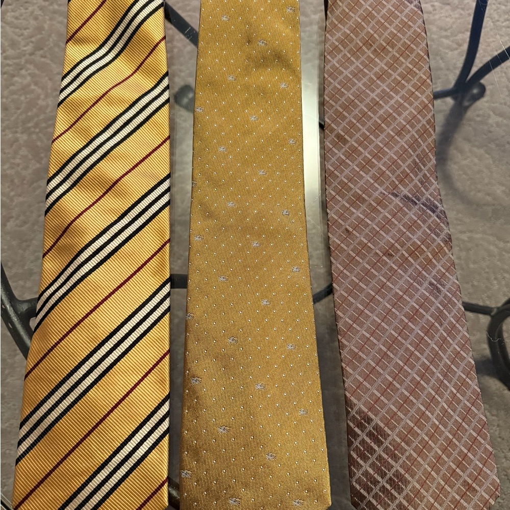 Burberry Yellow, Gold, and Brown Tie Trio